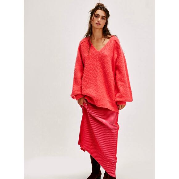 Free People Clara Hi Rise Knit Slit Back Maxi Skirt Brown Combo size S - Picture 4 of 7